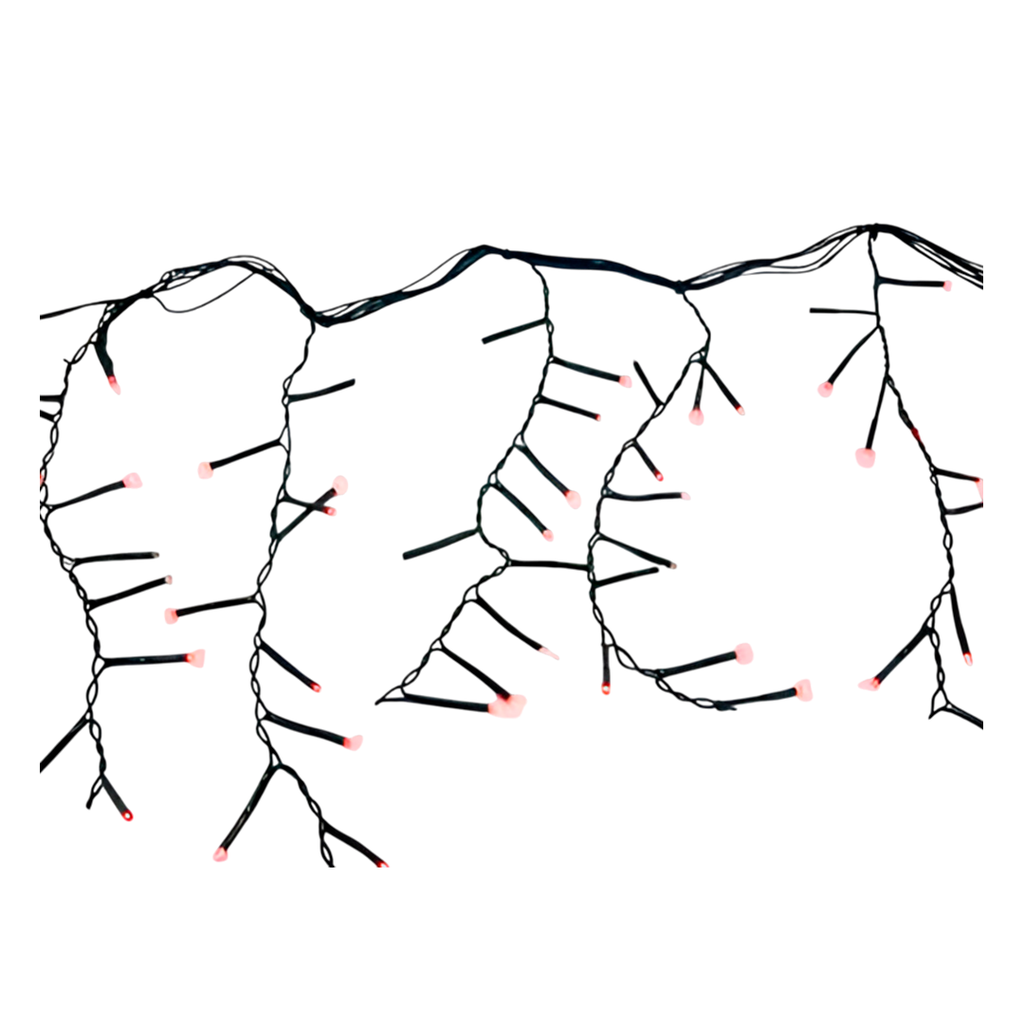 Conexion navideña 200l tipo lluvia  8f 2.5m rojo cable verde