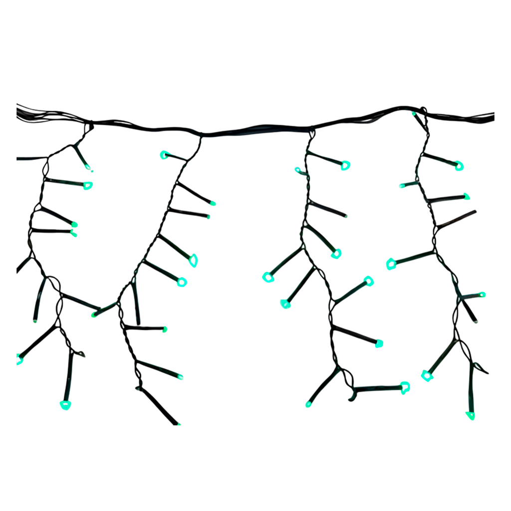 Conexion navideña 200l tipo lluvia  8f 2.5m verde cable verde