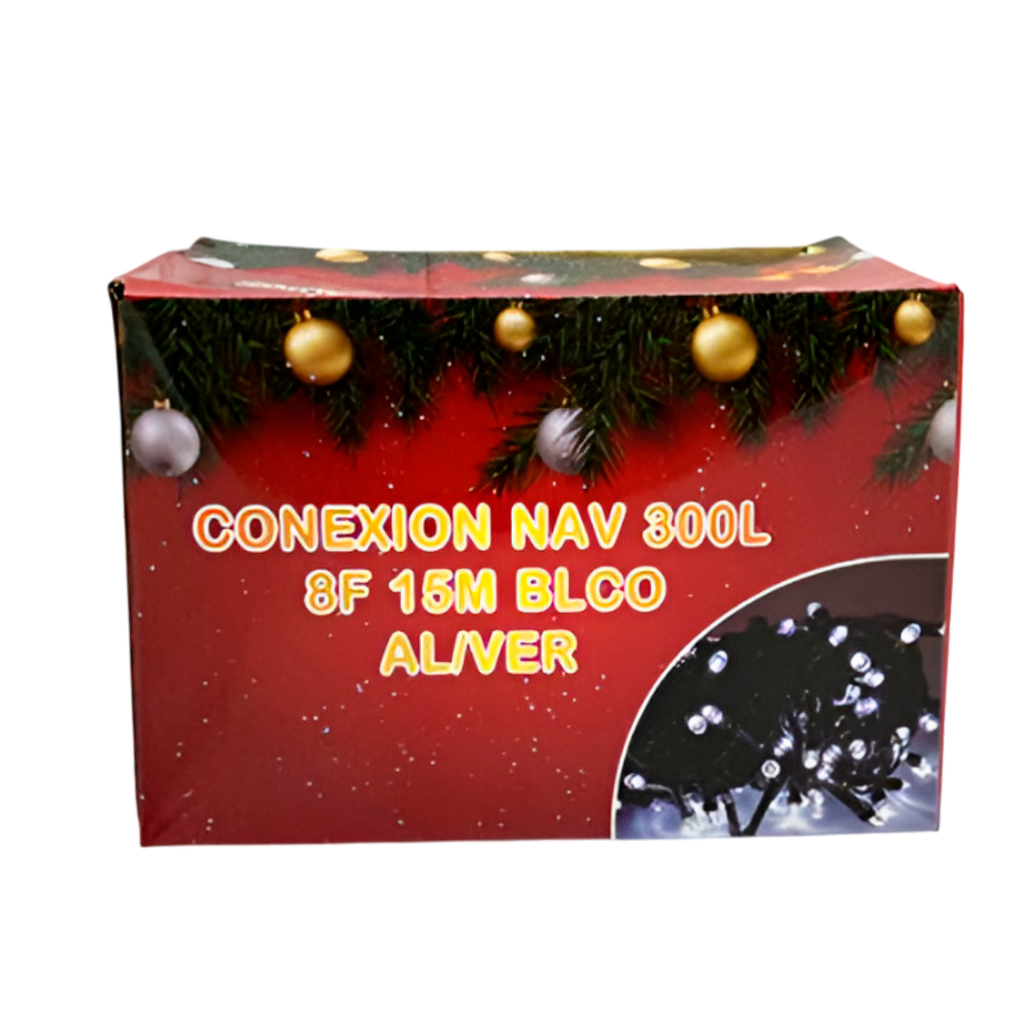 Conexion  navideña 300l 8f 15m blanco  cable verde lsh001
