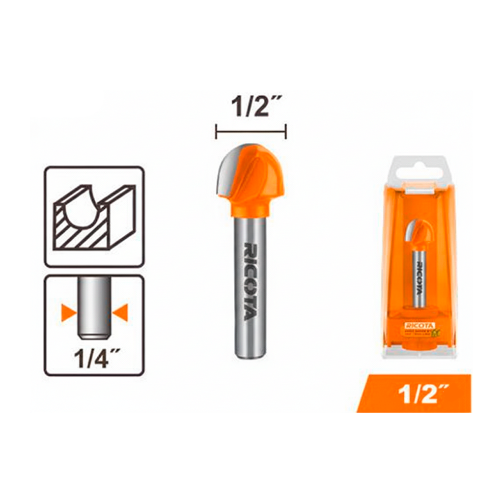 Broca para router med caña 1/2" ricota 0404