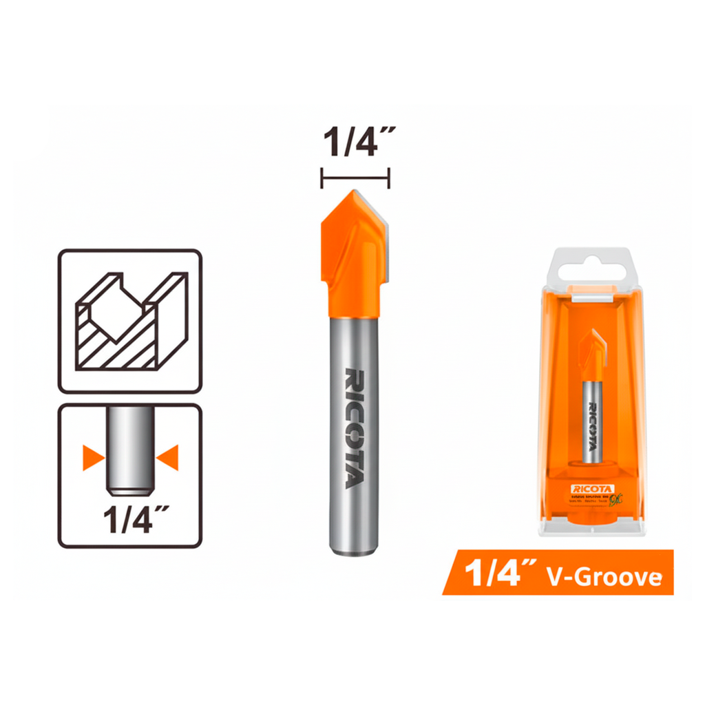 Broca para router tipo v 1/4" ricota rb0301