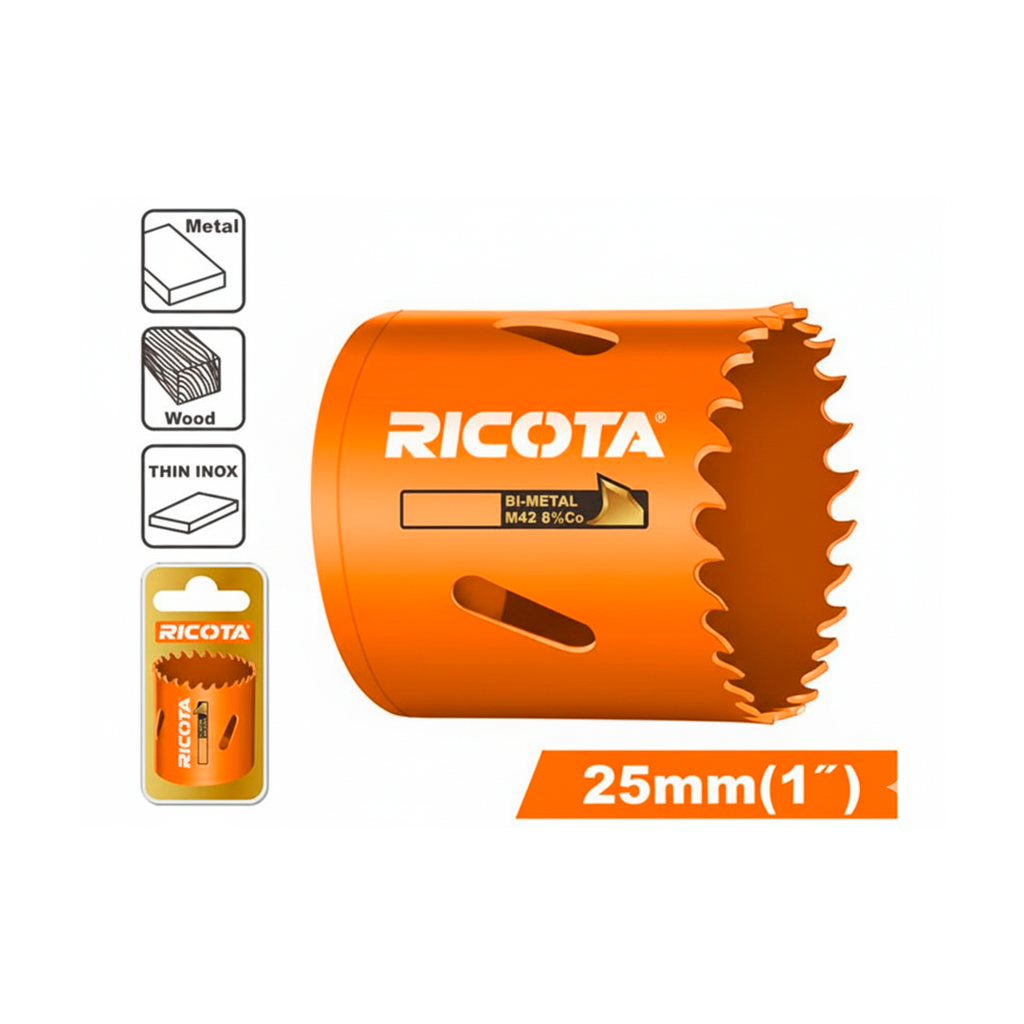 Broca sacabocado para madera/hierro 1" ricota rahsw02503