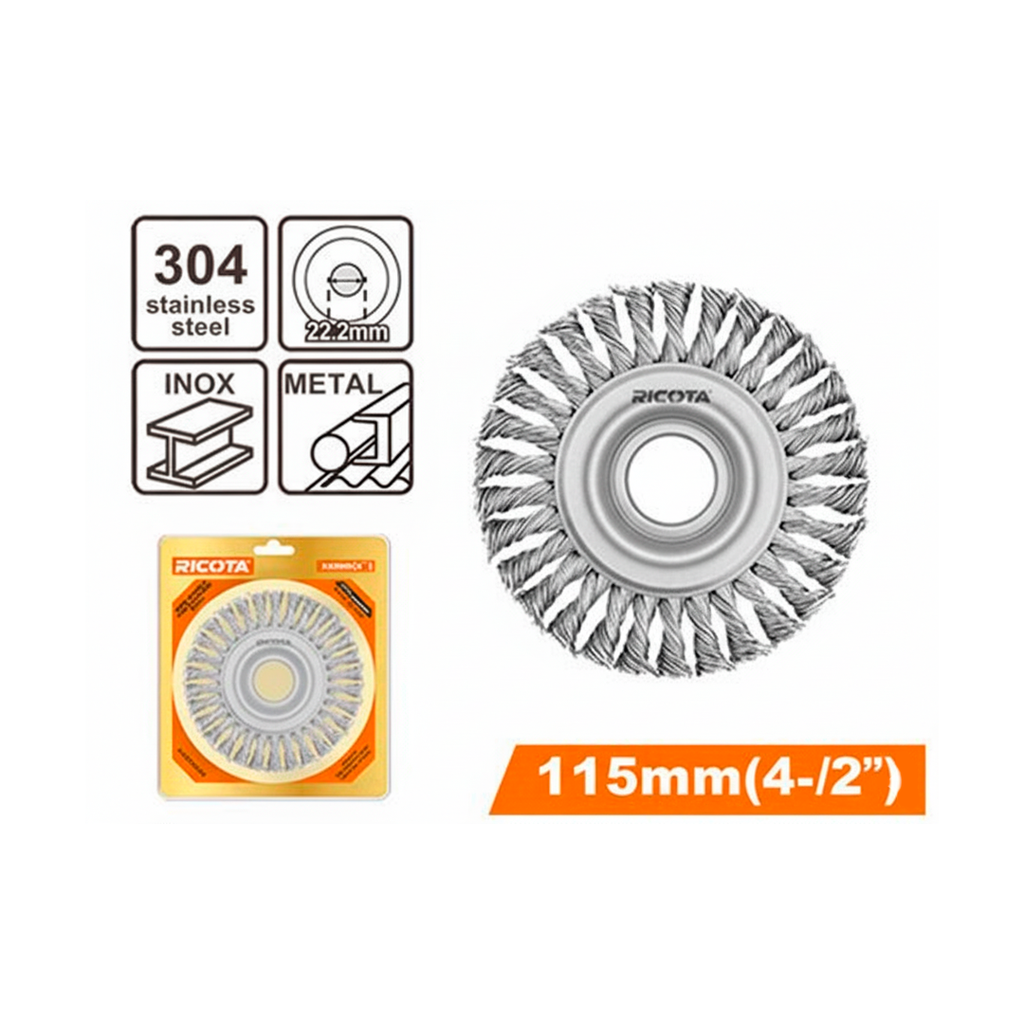 Cepillo alambre tipo copa 4" ricota awb1001