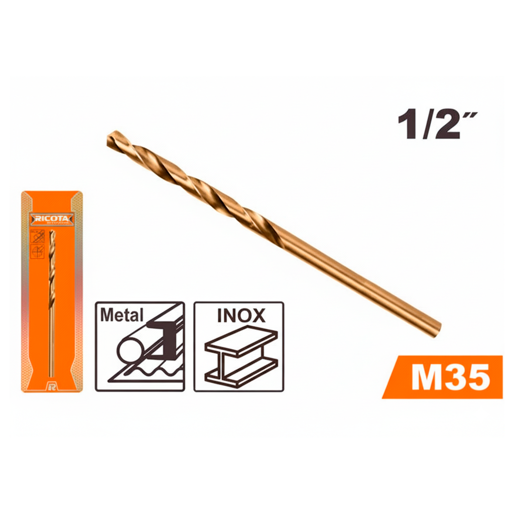 Broca hierro 1/2" cobalto ricota b010235
