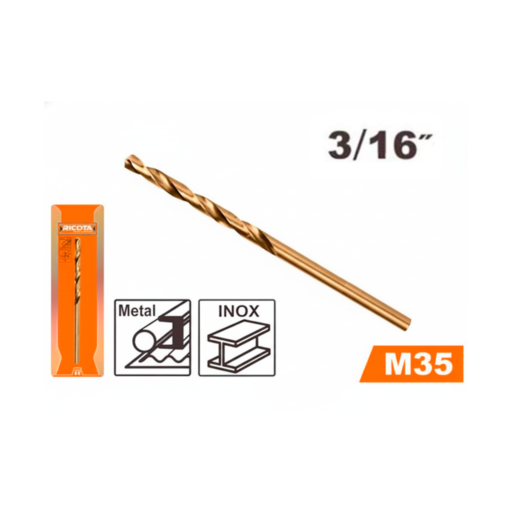 Broca hierro 3/16" cobalto ricota 031635