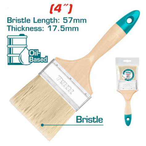 Brocha Para Pintar 4" Mango De Madera Total Tht84042