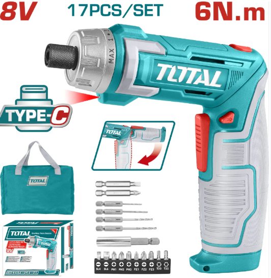Destornillador Inalambrico 8V 1/4" Total Li0802