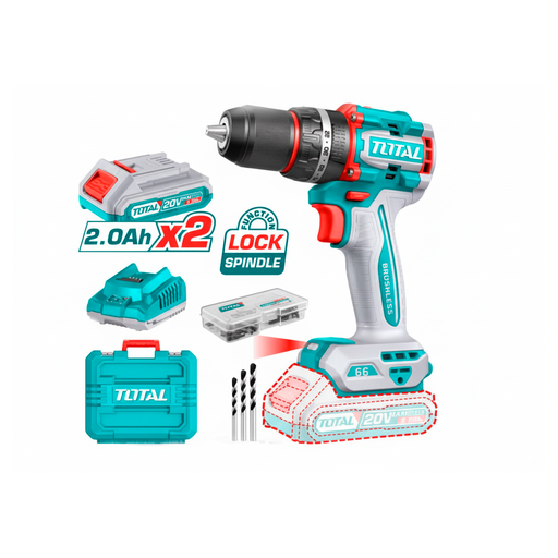 [111503] Taladro Percutor Inalambrico 20V 1/2" 2B 60N Total