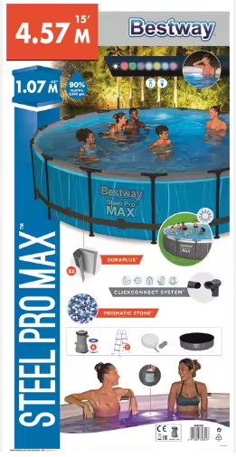 [136430] Piscina De Pared 15'X42" 3955Gln Bomba Con Filtro 1Gc