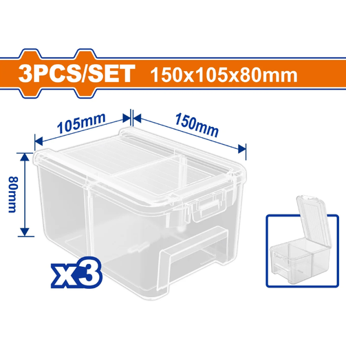 [134553] Caja Plastica Organizadora 3Pc Con Tapa Wadfow Wtb8333
