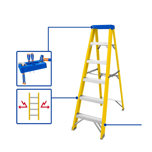 [140220] ESCALERA DE FIBRA DE VIDRIO TIPO A 6' WADFO WLD0906