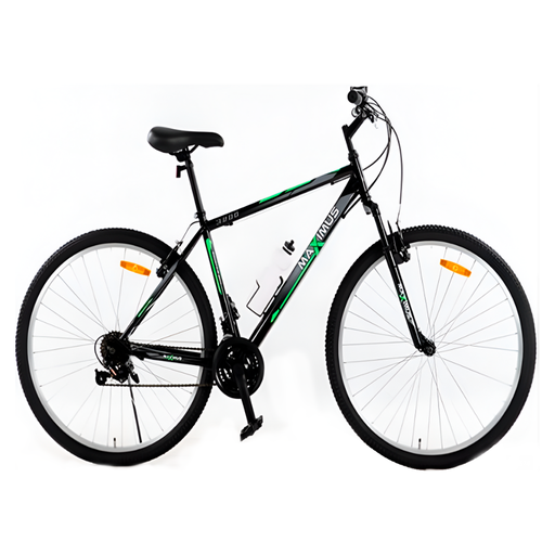 [133258] Bicicleta 29 mtb 21v maximus de metal con suspension delantera verde/negro armable