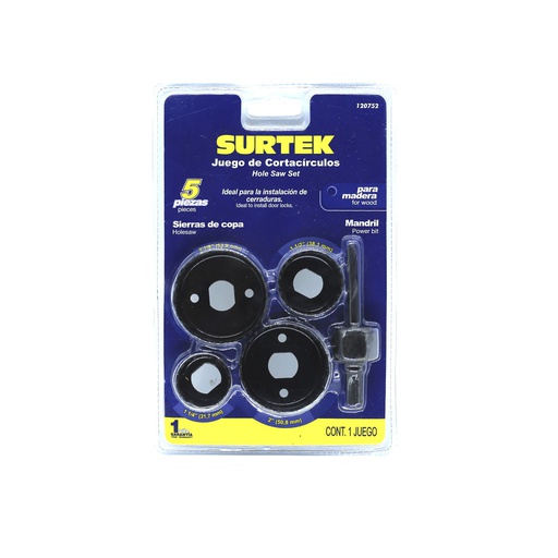 [9184] Broca para madera instalación cerradura set-5pc 120752