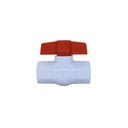 Valvula balin 1" pvc sin rosca perilla larga roja blanco