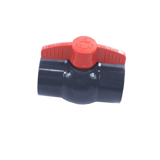 [22794] Valvula balin 2" pvc con rosca perilla roja ld-828 gris