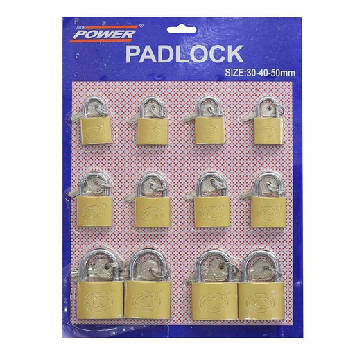 [25175] Candado chino 12pc 30-40-50mm padlock dorado
