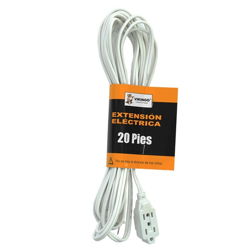 [28404] Extensión electrica  20' 13a 2/16g vikingo 8-800805n blanco