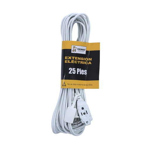 [28405] Extensión electrica  25' 13a 2/16g vikingo 8-800805n blanco