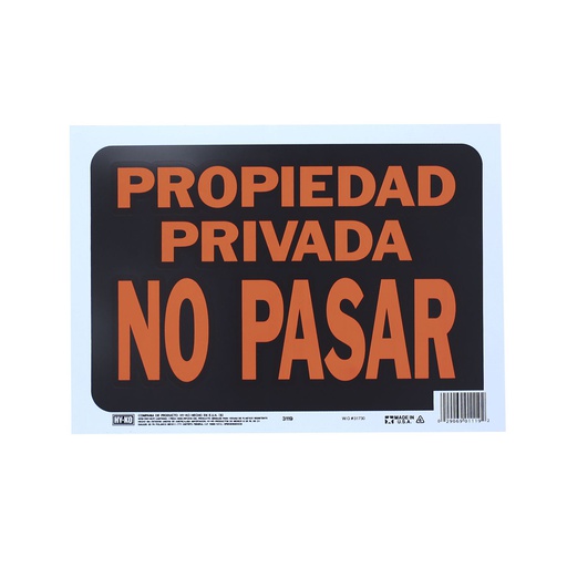 [38426] Rótulo plástico "propiedad privada no pasar" 3119