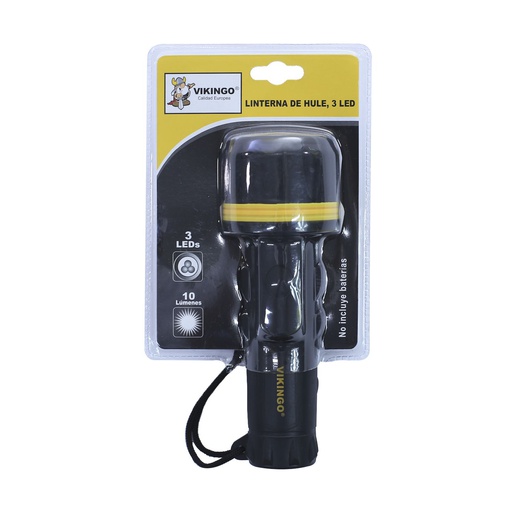 [40661] Foco mano 3led sin batería forro hule vikingo h-jt-102a