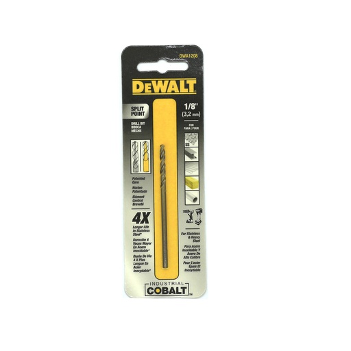 [42277] Broca hierro 1/8" cobalto dewalt dwa1208