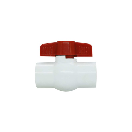 [44814] Valvula balin 1" pvc sin rosca perilla roja b&k 107-635