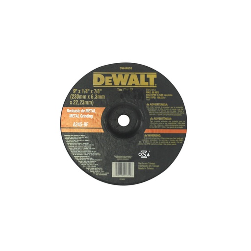 [45462] Disco desbastar metal 9x1/4x7/8" dewalt dw44610