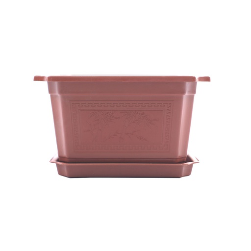 [52693] Macetera plástica rectangular 19x14x11cm con base 03804