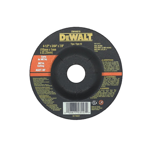 [57714] Disco cortar metal 4.1/2x3/64x7/8" dw44619