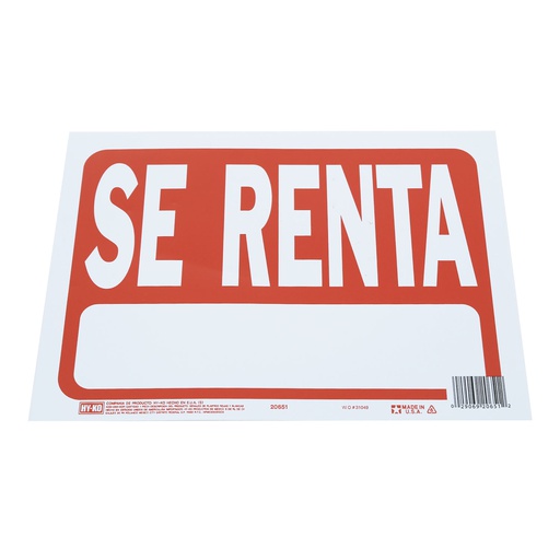 [77387] Rotulo plastico "se renta" 20651