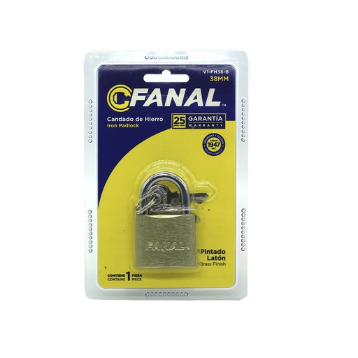 [80026] Candado fanal 38mm v1-fh38-b dorado blis