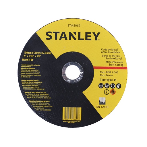 [82411] Disco cortar metal 7x1/6x7/8" stanley sta8067