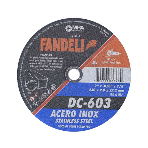 [100276] Disco cortar metal 9x5/64x7/8" fandeli 73742