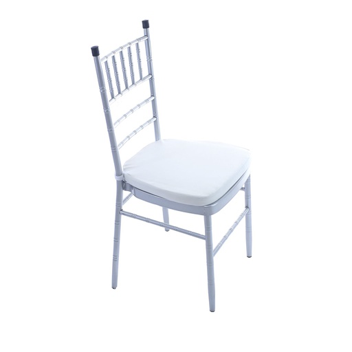 [104715] Silla metal con cojín 92x43x40cm tiffany plateada