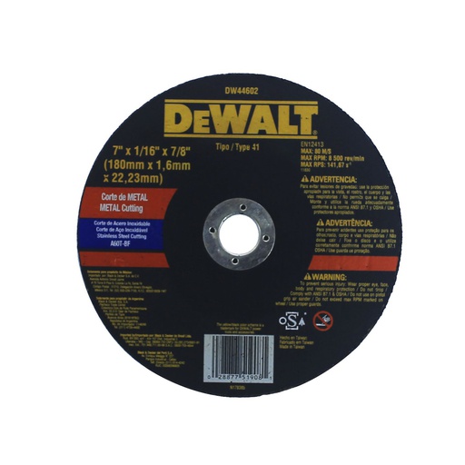 [23031] Disco cortar metal 7x1/16x7/8" dewalt dw44602