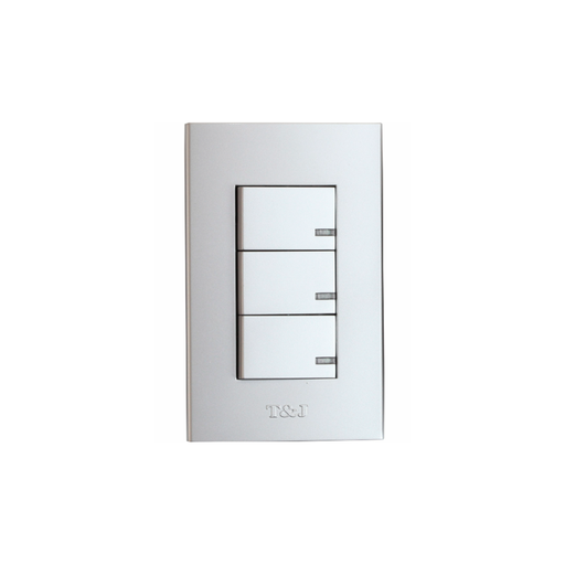 [67690] Switch triple empotrable t&j 8005pl vcs plata