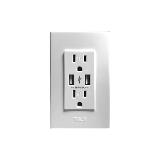 [106099] Tomacorriente doble tr/usb t&j 8054-w