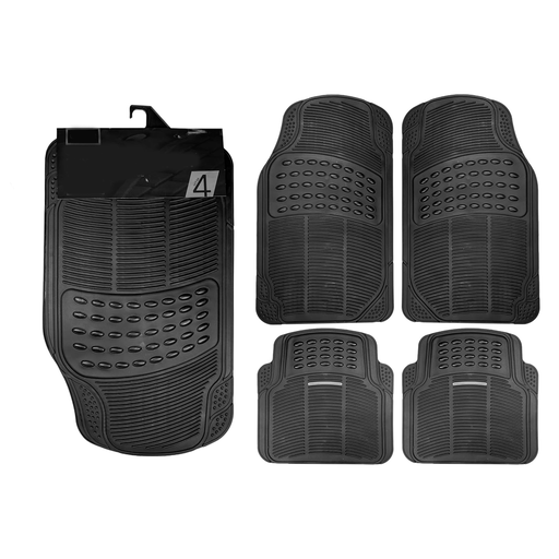 [1363] Alfombra carro hule uni 4pc 50116 negra