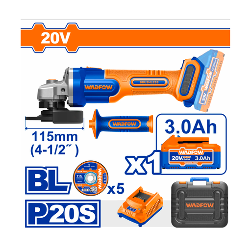 [144171] Esmeriladora 20v 4.1/2" wadfow uwlap522