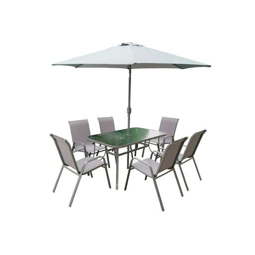 [118626] Juego para patio 8pc con sombrilla sp-21500 gris