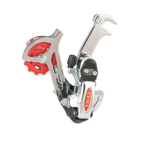 [61309] Cambiador trasero largo lema t07030 cromo pulido/rojo