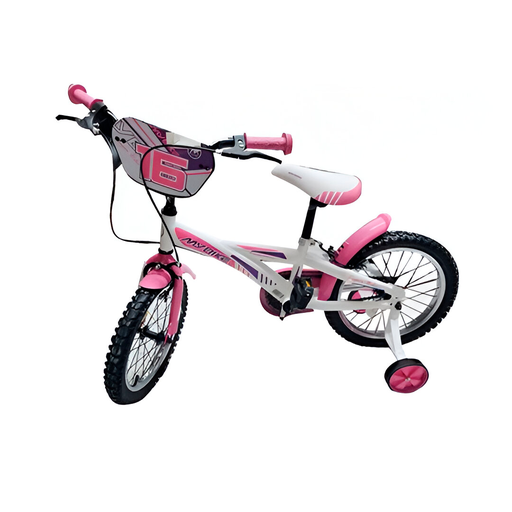 [129156] Bicicleta 16 bmx niña 1v max con guias blanco /rosado armada