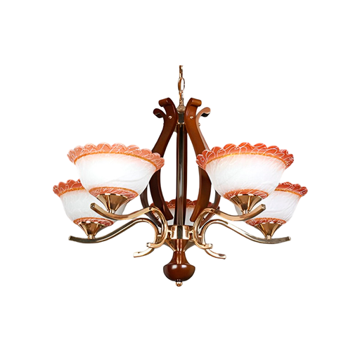 [87303] Lampara colgar 5l mundi d-61319-5 dorado/madera