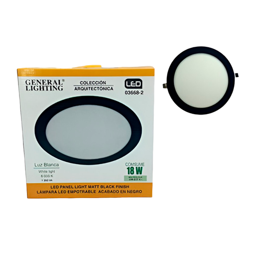 [103475] Lampara panel led 1l 18w lumi 03668 negro