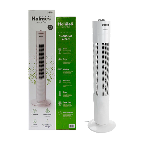 [138451] Ventilador torre 31" 3-vel holmes 2140461 blanco