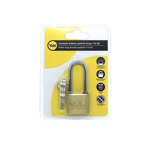 [73341] Candado con gancho largo 30mm yale 113/30 blister