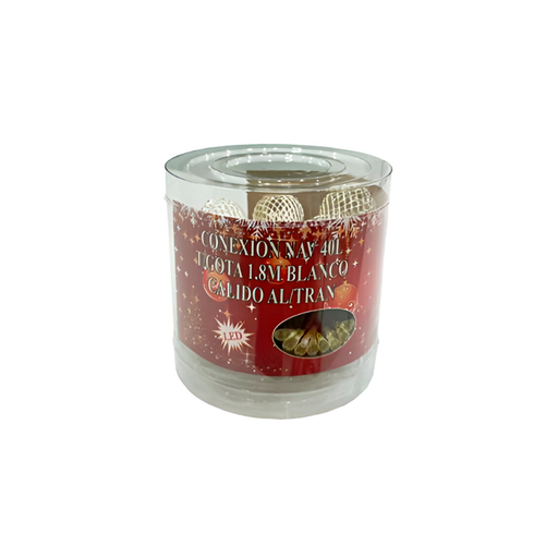 [128436] Conexión navideña 40l tipo gota 1.8m blanco calido cable transparente