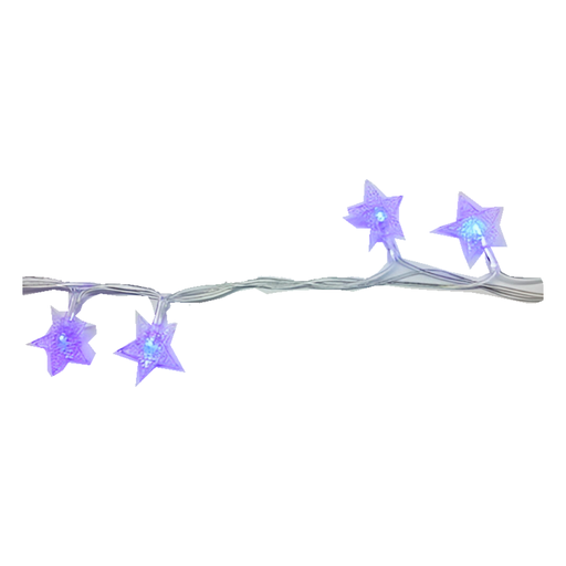 [103653] Conexión navideña 40led tipo estrella 8f 3.2m azul cable transparente