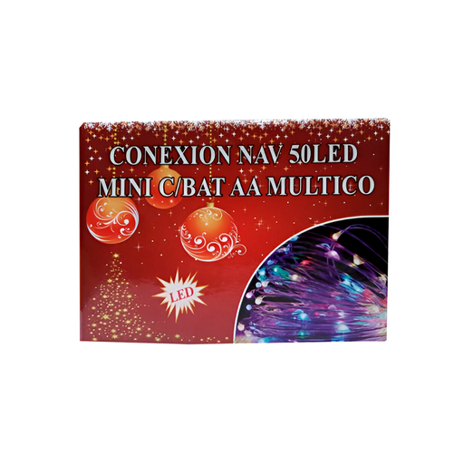 [108391] Conexión navideña 50l 5m multicolor cable plateado sin batería 053