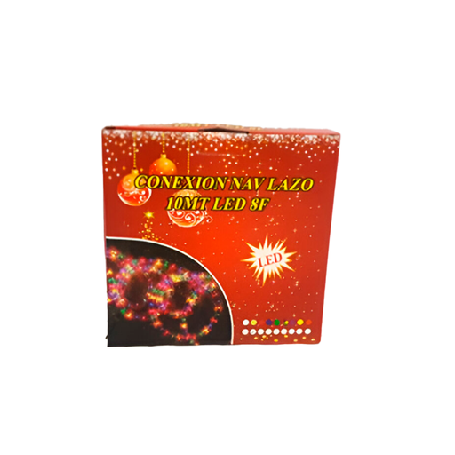 [103663] Conexión navideña lazo led 8f 10mt blanco cal sh50